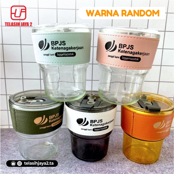 Gelas Tumbler Kaca Aesthetic sablon 1 warna + Box